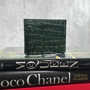 Green Crocco Stamped Leather Wallet